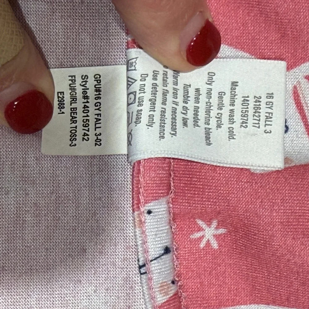 Gymboree Girls Pink Midi Length Nightgown White All Over Bear Print Size 7/8 GUC